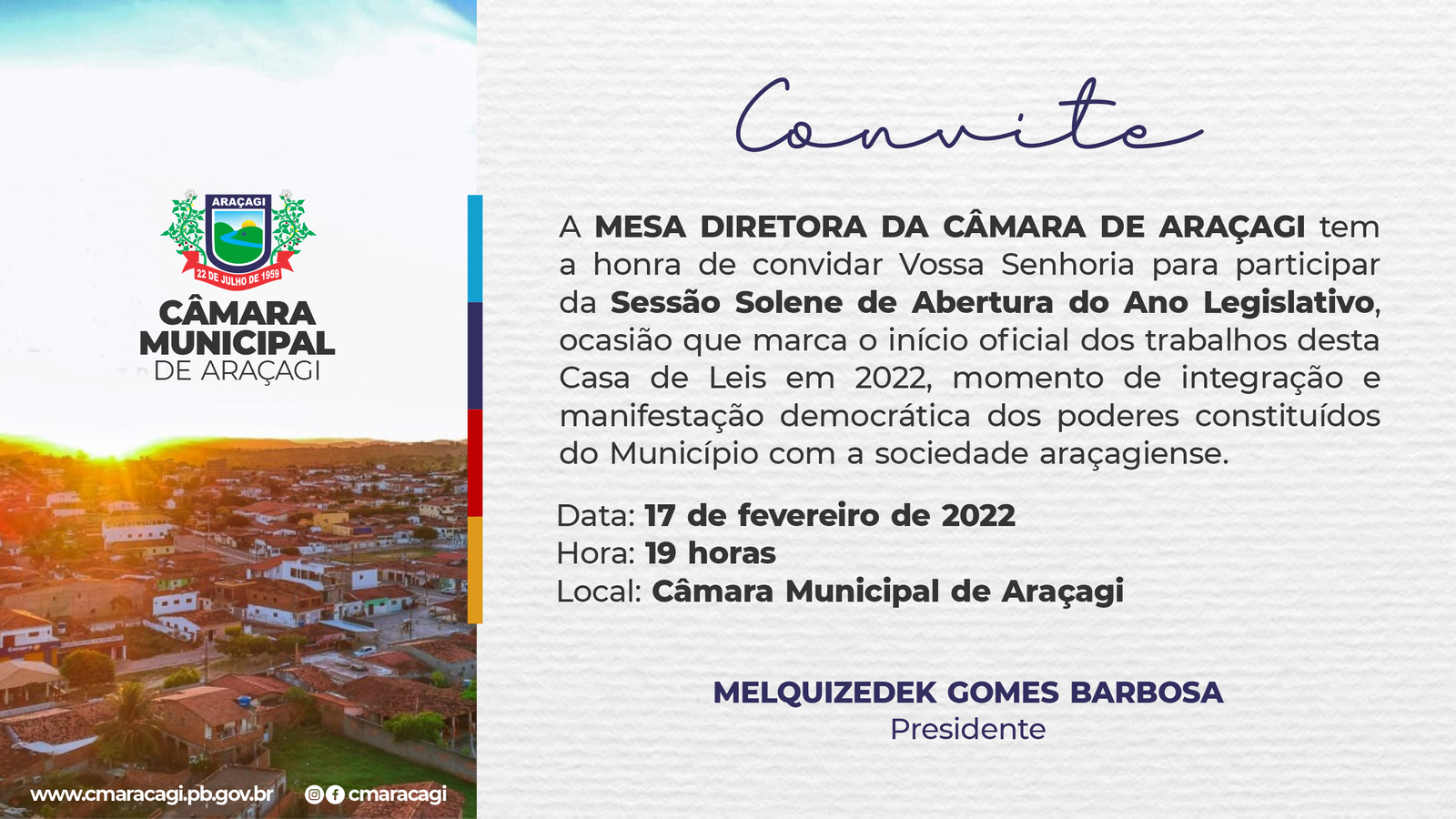 Câmara de Vereadores inicia trabalhos legislativos de 2022 nesta quinta-feira (17)