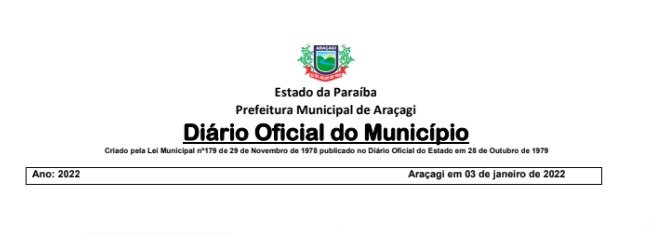 Diário Oficial do Município –  03 de Janeiro de 2022